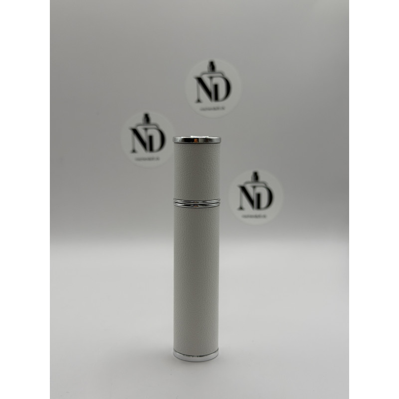 Parfumflakon 10 ml leer – Glas Zerstäuber im PU-Leder Etui (weiß)