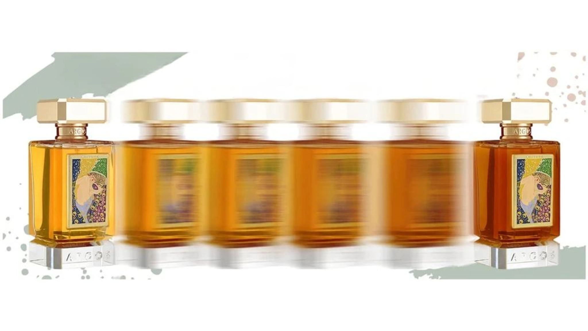 Parfumflakon mit Flüssigkeit, die von hellgelb zu tiefem Bernstein nachdunkelt und den natürlichen Farbwechsel eines Duftes über die Zeit zeigt.